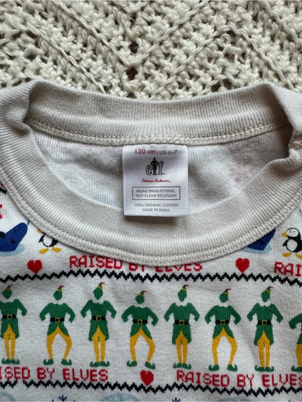 Hanna Andersson Kids Long Sleeve Top Pajamas Christmas Theme Elf Trees Gnomes